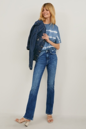 C&A Bootcut High Taille Jeans Dames Blauw | 6091PFBNY