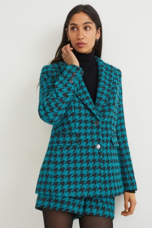 C&A Bouclé Regular Fit Patterned Jassen Dames Donkerturquoise | 4068WYDSK