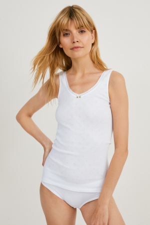 C&A Camisole Organic Katoenen Ondergoed Dames Wit | 3560FXPMG