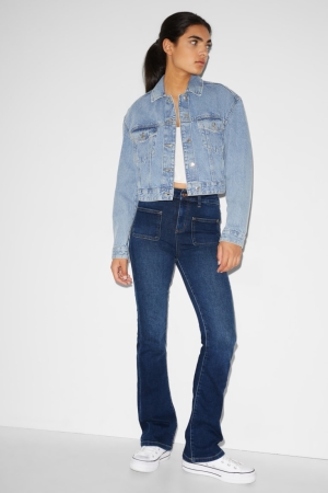 C&A Clockhouse Flared High Taille Recycled Jeans Dames Blauw | 6145DURJF