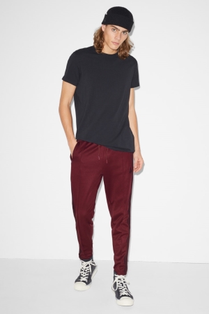 C&A Clockhouse Joggers Broek Heren Donkerrood | 2450XNETU