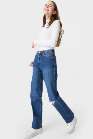 C&A Clockhouse Loose Fit High Taille Jeans Dames Blauw | 2891NAYVI