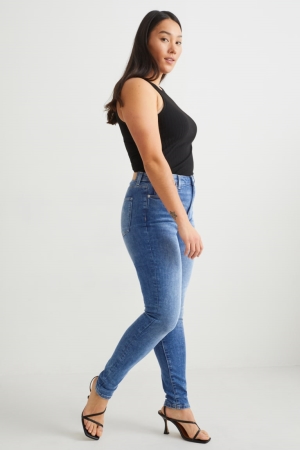 C&A Curvy High Taille Mager Fit Lycra® Recycled Jeans Dames Blauw | 8756YCMFD