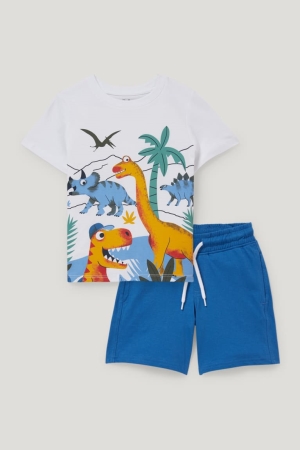 C&A Dinosaur Set Sleeve And 2 Piece Broek Jongens Wit | 0932JVGZW