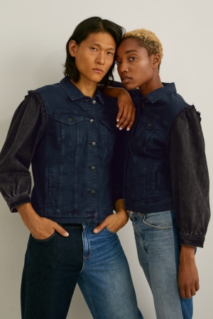 C&A E.L.V. Denim Denim Genderneutral Recycled Jassen Dames Blauw Donkerblauw | 7865HUMAB