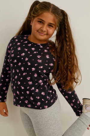 C&A Extended Sizes Multipack Of 5 Long Sleeve Topjes Meisjes Zwart | 2179MYAZR