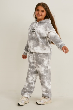 C&A Extended Sizes Set And Joggers 2 Piece Broek Meisjes Wit Grijs | 2053NRCPO