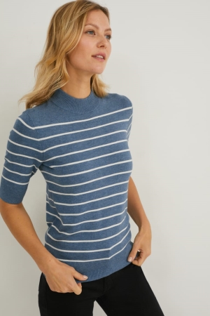 C&A Fine Knit Gestreept Jumpers Dames Donkerblauw | 3175XJYMI