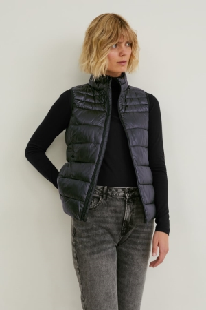 C&A Gewatteerd Gilet Bionic-finish®eco Jassen Dames Zwart | 3497RCFAK