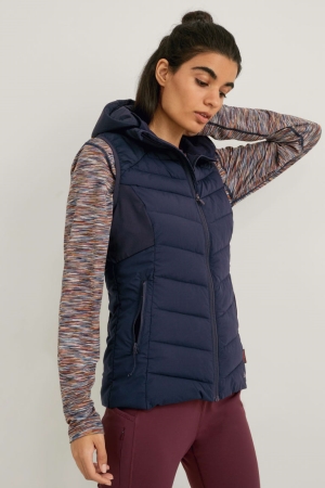 C&A Gewatteerd Gilet With Hood Thermolite® Ecomade Jassen Dames Donkerblauw | 6501VSLPZ