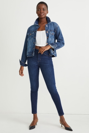 C&A Mager Mid-rise Taille Lycra® Jeans Dames Blauw | 5713DSUME