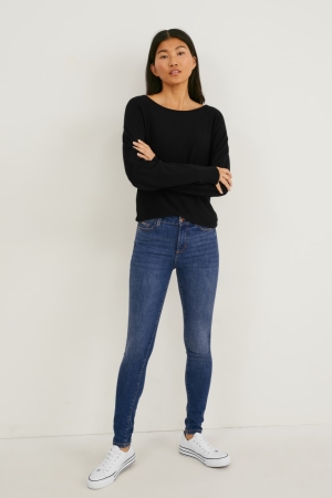 C&A Mager Mid-rise Taille Lycra® Jeans Dames Blauw | 7396CDSQG