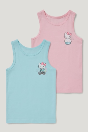 C&A Multipack Of 2 Hello Kitty Vest Organic Katoenen Ondergoed Meisjes Lichtturquoise | 5974KLBUA