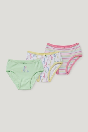 C&A Multipack Of 3 Briefs Organic Katoenen Ondergoed Meisjes Lichtgroen | 6245ZPMLW