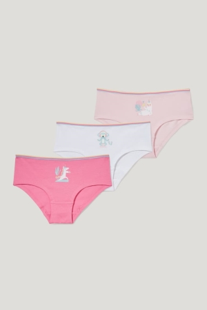 C&A Multipack Of 3 Hipster Briefs Organic Katoenen Ondergoed Meisjes Roze | 9168TJFLA