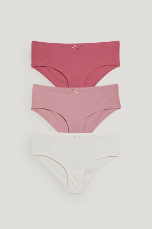 C&A Multipack Of 3 Hipster Briefs With Organic Katoenen Ondergoed Dames Wit Roze | 7610VQJHZ