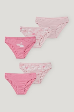 C&A Multipack Of 5 Briefs Organic Katoenen Ondergoed Meisjes Roze | 7294PNVYX