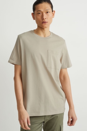 C&A Organic Katoenen T-shirts Heren Beige | 7869HSVPB