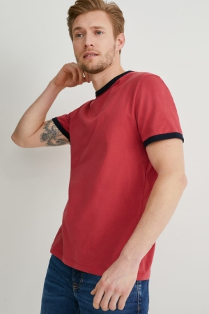 C&A Organic Katoenen T-shirts Heren Rood | 0862QREHZ