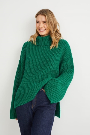 C&A Polo Neck Jumpers Dames Groen | 8397IRMQD