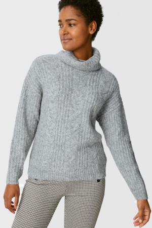 C&A Polo Neck Recycled Jumpers Dames Grijs | 1296DBCYP