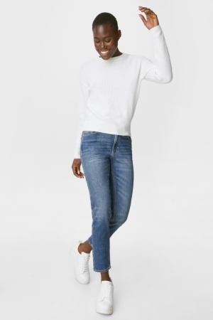 C&A Rechtdoor Tapered Organic Katoenen Jeans Dames Blauw | 0917YZUEW