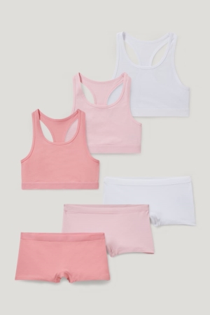 C&A Set 3 Crops And 3 Pairs Of Organic Katoenen Ondergoed Meisjes Roze | 4136FUYDK