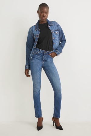 C&A Slim High Taille Cradle To Cradle Certified® Gold Jeans Dames Blauw | 4137NPAMX