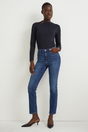 C&A Slim High Taille Jeans Dames Blauw | 8210EJZYB