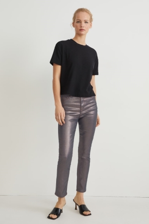 C&A Slim High Taille Lycra® Shiny Jeans Dames Bruin | 2846HNQFK