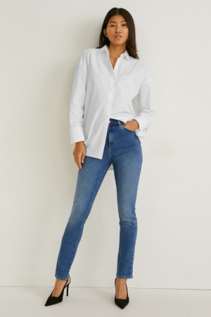 C&A Slim High Taille Recycled Jeans Dames Blauw | 9420ETGHJ