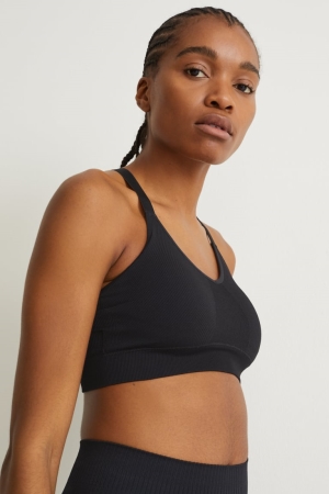 C&A Sports Bra Gewatteerd Yoga Recycled Ondergoed Dames Zwart | 1560WAOUL