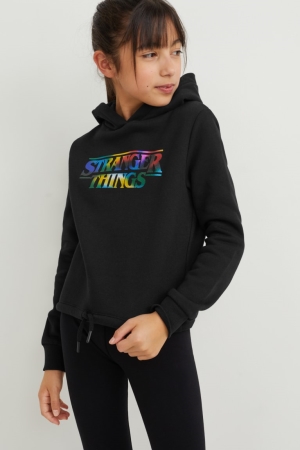 C&A Stranger Things Hoodie Meisjes Zwart | 5706TZMRV