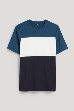 C&A T-shirts Heren Donkerblauw | 6427KBLDP