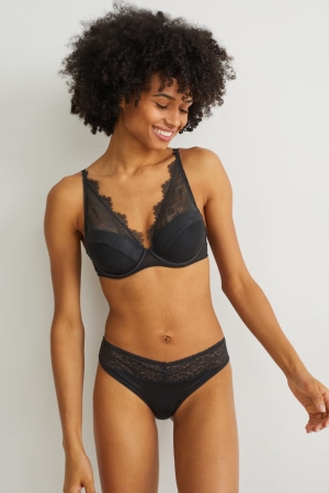 C&A Underwire Bra Demi Gewatteerd Ondergoed Dames Zwart | 5298DOTUP