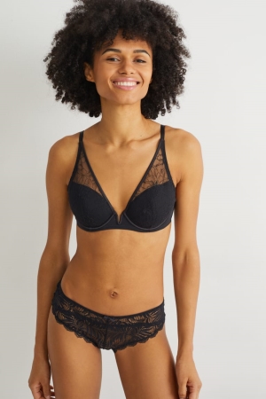 C&A Underwire Bra Demi Gewatteerd Ondergoed Dames Zwart | 6327EKFBD