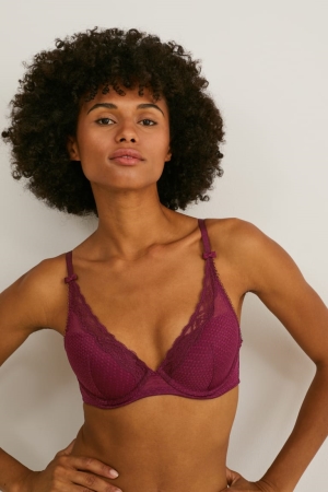 C&A Underwire Bra Demi Gewatteerd Ondergoed Dames Bordeaux | 7045QEFZP