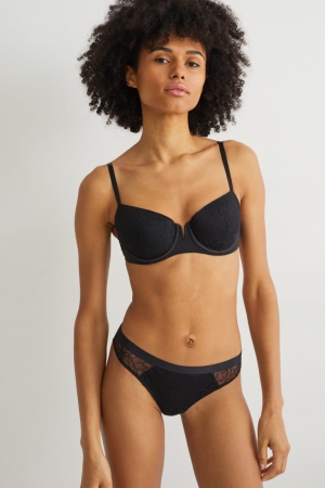 C&A Underwire Bra Demi Gewatteerd Ondergoed Dames Zwart | 8024HUSAG