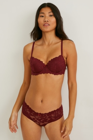 C&A Underwire Bra Demi Gewatteerd Ondergoed Dames Bordeaux | 9270UXRVZ