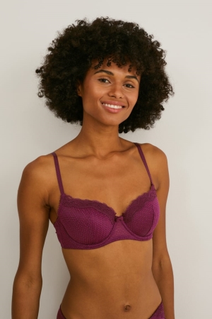 C&A Underwire Bra Full Coverage Gewatteerd Ondergoed Dames Bordeaux | 3295AHQMV