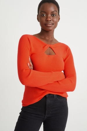 C&A With Knot Detail With Lenzing™ Ecovero™ Jumpers Dames Oranje | 4539ZNKXT