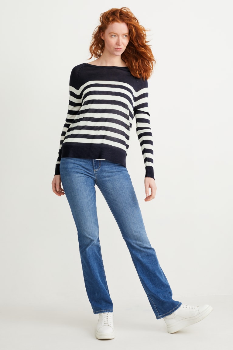 C&A Basic With Lenzing™ Ecovero™ Gestreept Jumpers Dames Donkerblauw Wit | 4201RAHMS