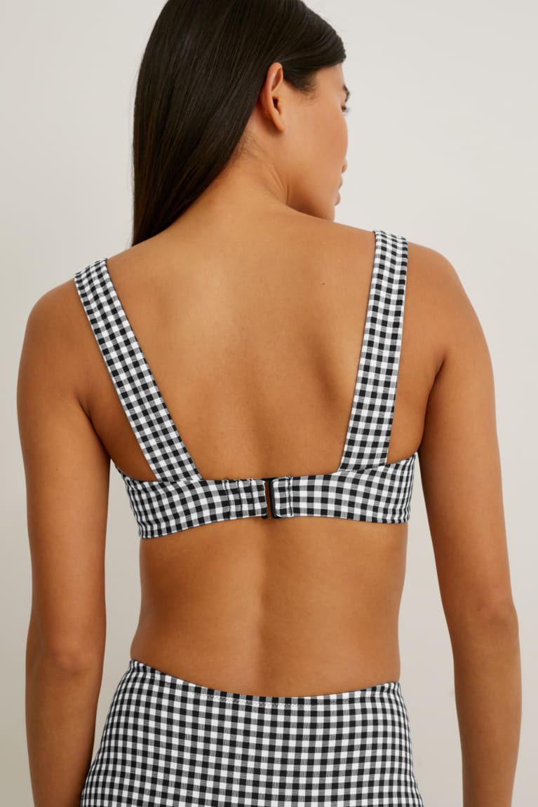 C&A Bikini Gewatteerd Non-wired Check Zwemkleding Dames Wit Zwart | 6509RJZBI