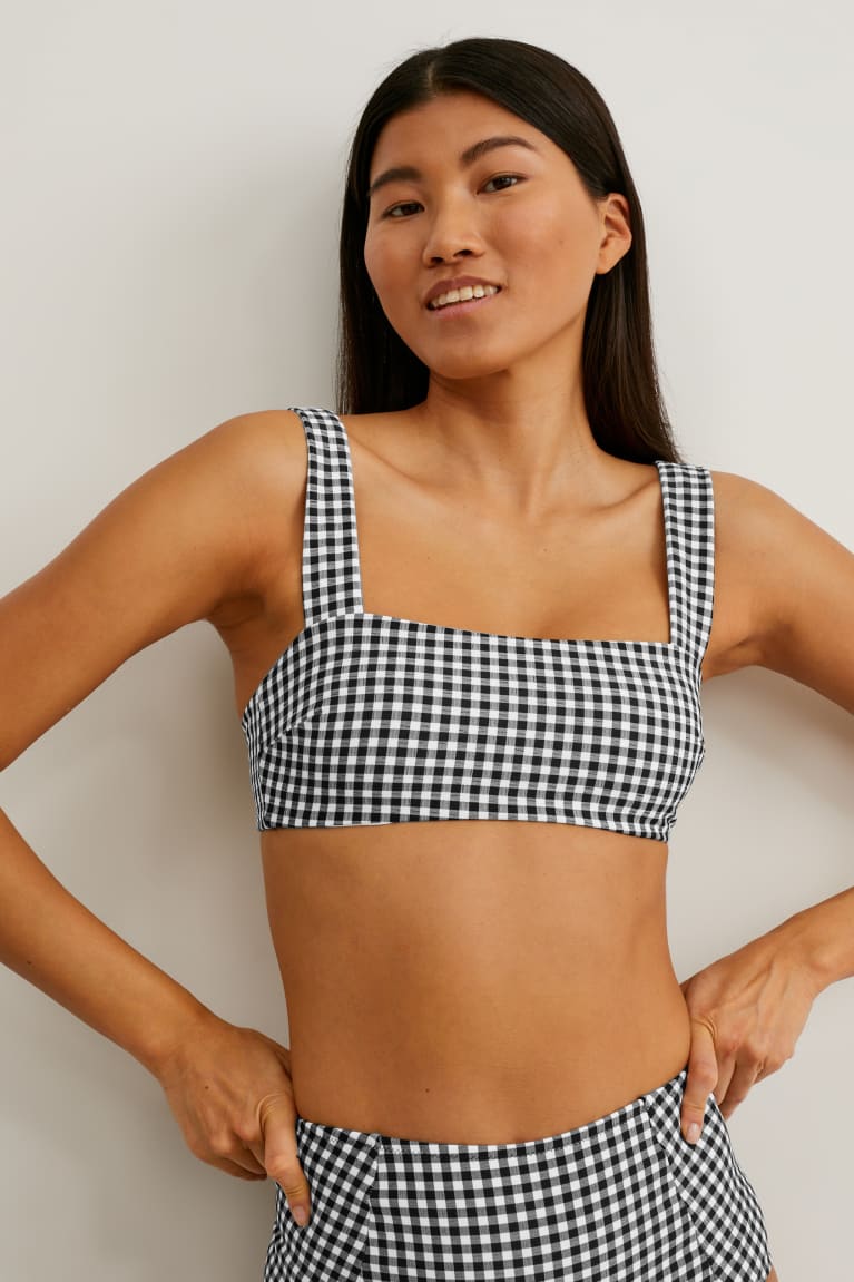 C&A Bikini Gewatteerd Non-wired Check Zwemkleding Dames Wit Zwart | 6509RJZBI