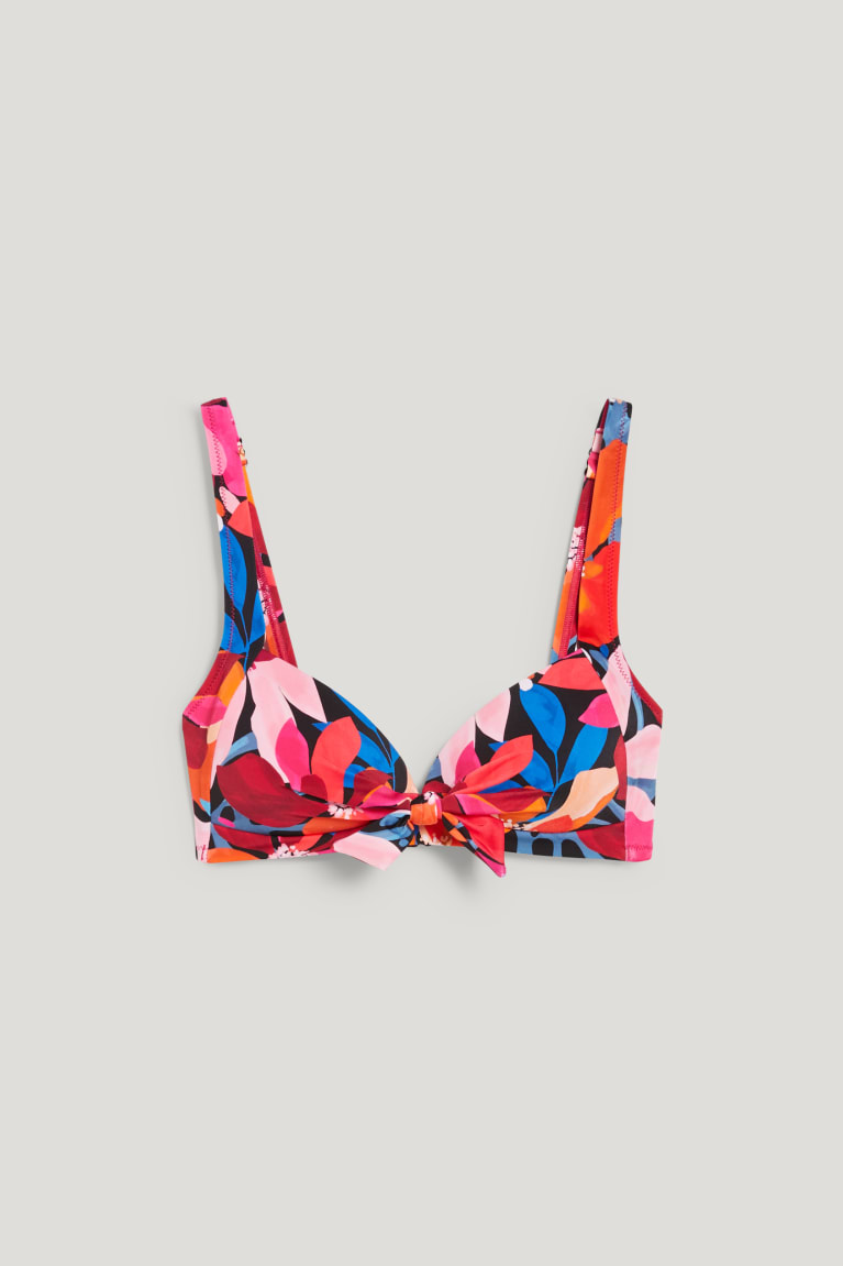 C&A Bikini With Knot Detail Gewatteerd Lycra® Floral Zwemkleding Dames Roze | 0475WESAI