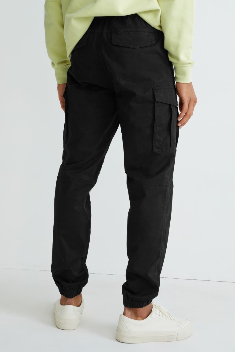 C&A Cargo Regular Fit Lycra® Broek Heren Zwart | 1703SCGPD