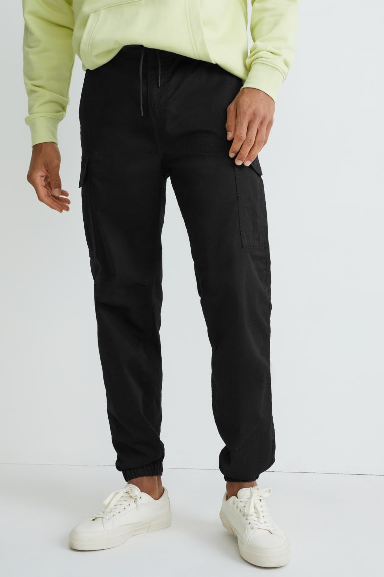 C&A Cargo Regular Fit Lycra® Broek Heren Zwart | 1703SCGPD