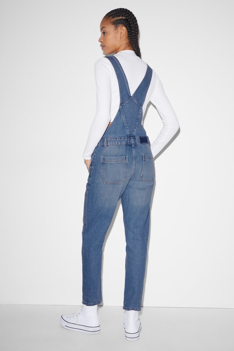 C&A Clockhouse Denim Dungarees Relaxed Fit Jeans Dames Blauw Lichtblauw | 3682LIXVS