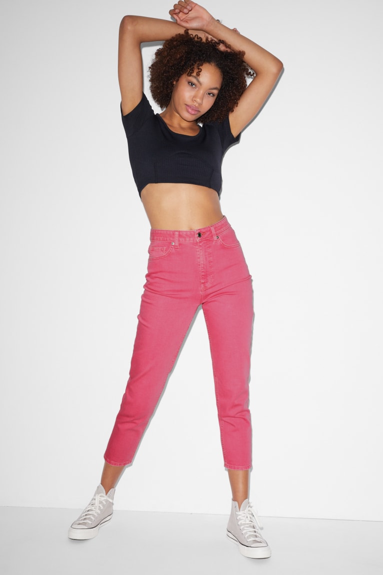 C&A Clockhouse Mom High Taille Jeans Dames Roze | 0143GQLHN