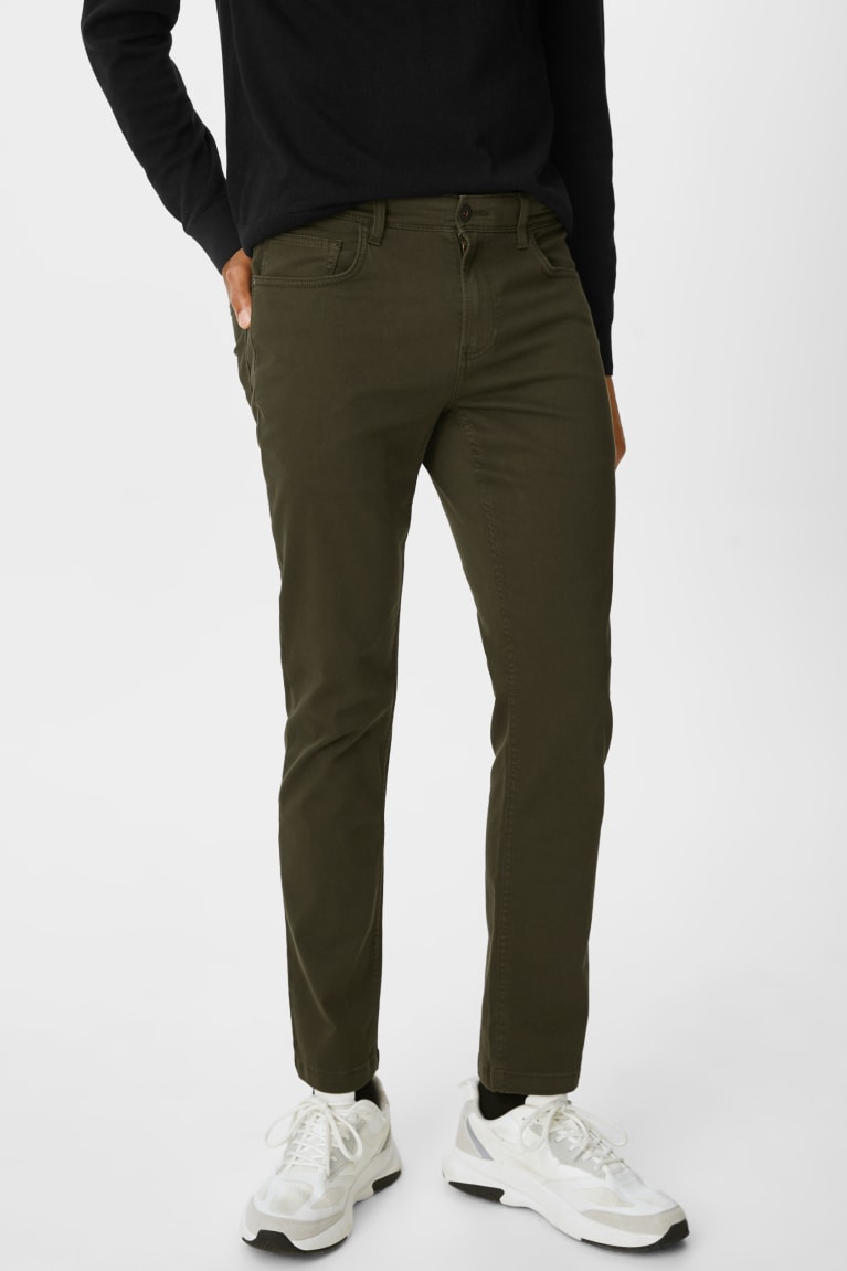 C&A Cloth Slim Fit Recycled Broek Heren Donkergroen | 7846BZPNW